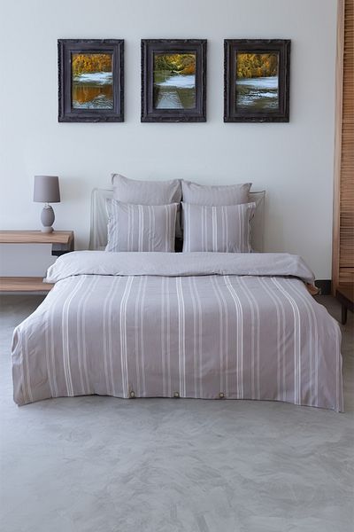 Tekstil Home Комплект завивка с 4 възглавници и бохемски райета, двоен, кафяв