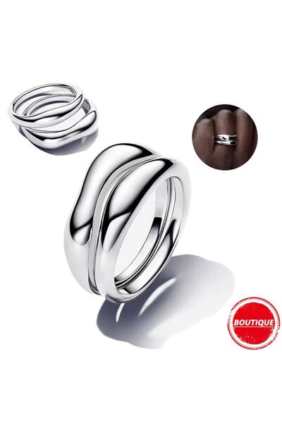 Hector&Co. Jewellery Doğal Şekilli İkili Gümüş Yüzükler
