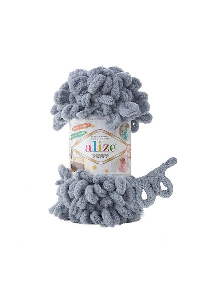 Alize Συσκευασία με 5 Puffy Hand Knitting Yarn - 428 Medium Grey - 100 Gr. 9 χιλιάδες