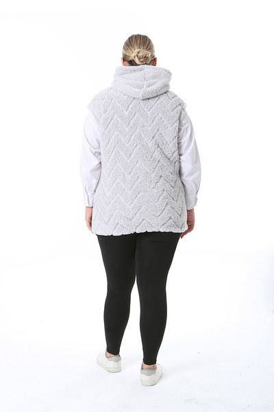 xlargebutik Plus Size Flexible and Soft Plush Fleece Vest - Gray