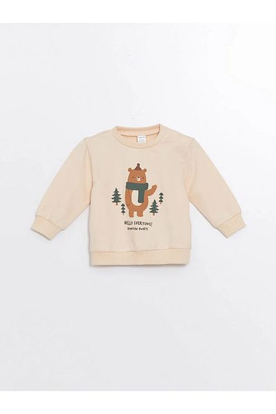 LC Waikiki Crew Neck Printed Sweatshirt and Sweatpants for Baby Boy - Set of 2 W4Cr33Z1