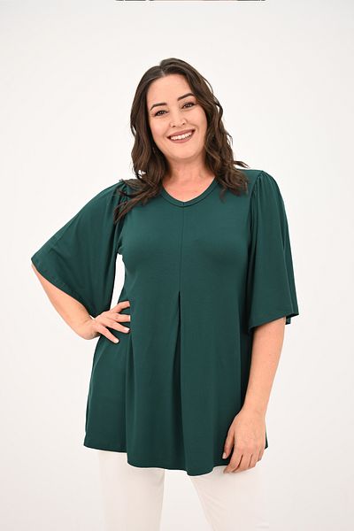 ADROM Women's Plus Size Pleated V-Neck Blouse 1847-25