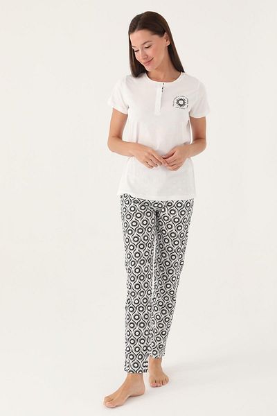 Pierre Cardin Women's Licensed 100% Cotton Single Jersey Woven Pajama Set with Pocket Detail
