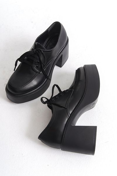 Modabuymus Tonda Black Matte Thick Platform Heeled Casual Shoes