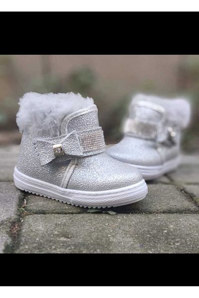 Serrabebe Girl's Shiny Furry Glitter Boots