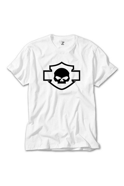CrowsGate Harley Chopper Motorcycle Skull White T-Shirt