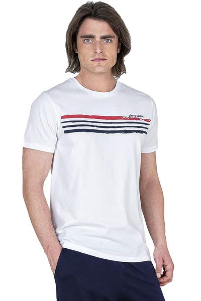 Pierre Cardin Ανδρικό κοστούμι πιτζάμες Crew Neck κοντομάνικο Full Fit, 100% βαμβάκι, με τσέπη