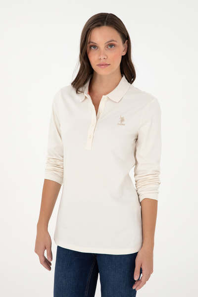 U.S. Polo Assn. Women's Cream Basic Polo Neck Sweatshirt 50289541-Vr071