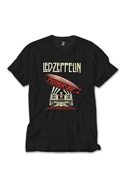 Lunas Glow Tricou negru pentru copii Led Zeppelin Mothership 13-14 ani