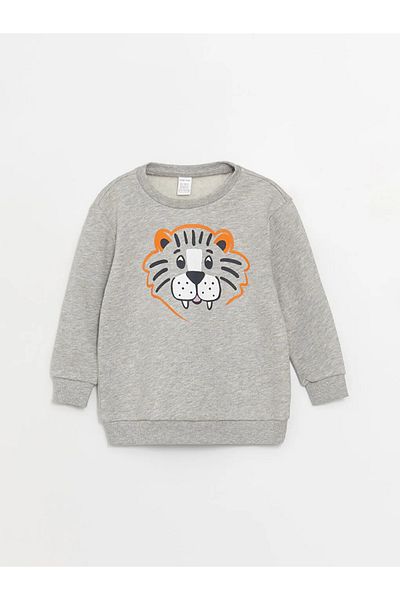 LC Waikiki Gray Melange Long Sleeve Crew Neck Sweatshirt for Baby Boy - Pack of 2