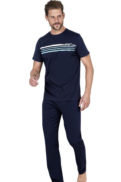 Pierre Cardin Ανδρικό κοστούμι πιτζάμες Crew Neck κοντομάνικο Full Fit, 100% βαμβάκι, με τσέπη