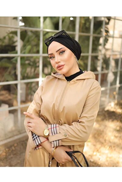 SHİROSA Kadın Trençkot Kapüşonlu Kol Katlamalı Desenli