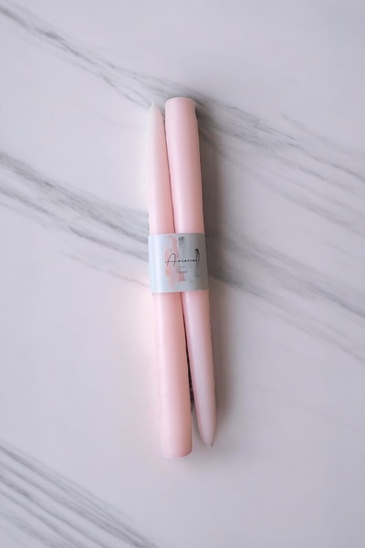 ARİENEL Şamdan Mumu 2'li Set Konik Pastel Pembe