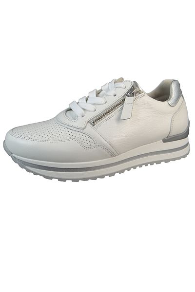 GABOR Damen Low Sneaker Low Top 26.528 Weiß 50 Weiss/Silber Leder