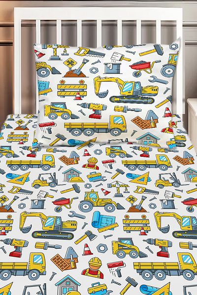 Else Dekor Boy's Truck Patterned Single Bedspread - Decorative and Padded