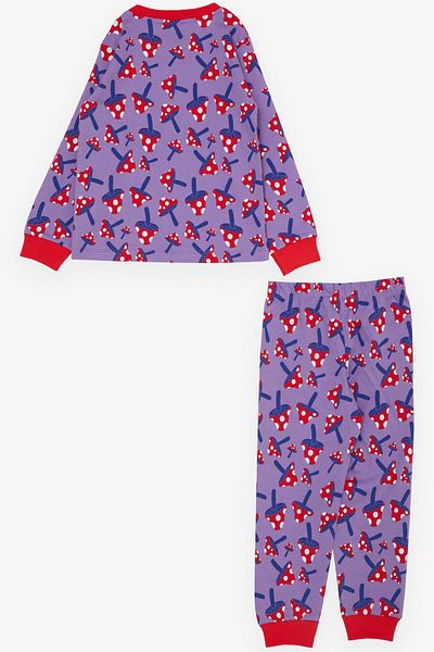 Breeze Girl's Pajama Set, Mushroom Patterned, Age 1-4, Lilac