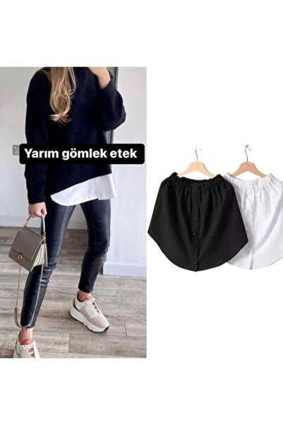 MODA ALFA Double Set Black and White Half Skirt Lengthening Decorative Double...