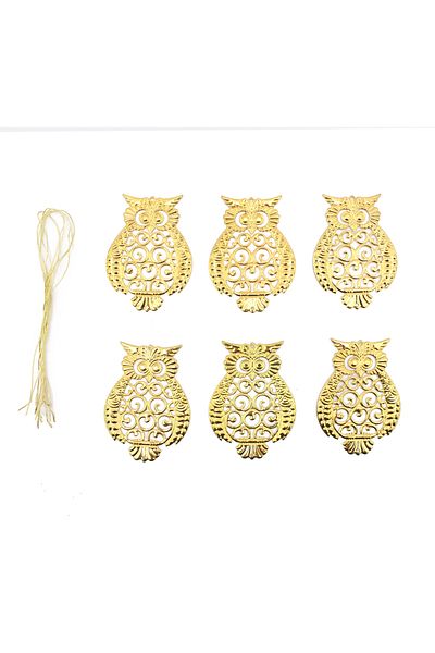Lora Wedding 6cm 6 τεμάχια χρυσό πολύχρωμο στολίδι χριστουγεννιάτικου δέντρου κουκουβάγιας, αξεσουάρ δώρου Πρωτοχρονιάς
