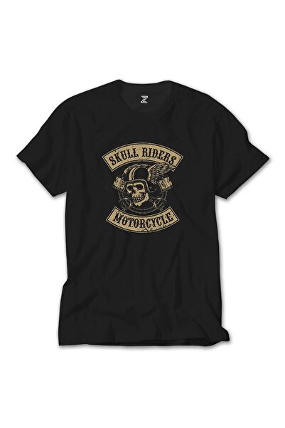 Lunas Glow Tricou negru Moto Skull Riders pentru motociclete