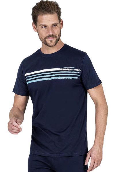 Pierre Cardin Ανδρικό κοστούμι πιτζάμες Crew Neck κοντομάνικο Full Fit, 100% βαμβάκι, με τσέπη