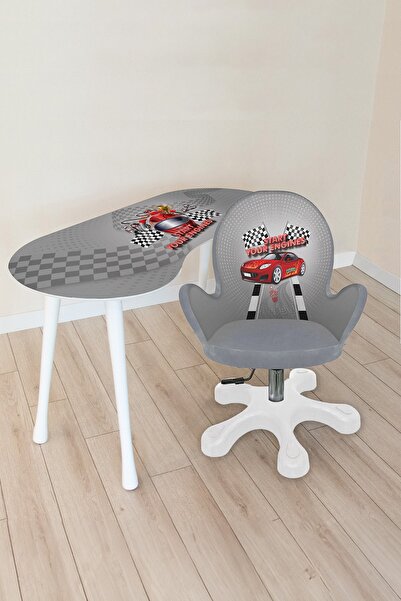 Popcorn Kids Red Car  Çalışma Masa Seti Kollu Sandalyesi (8-14 YAŞ)