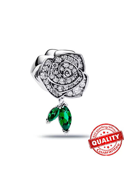 Hector&Co. Jewellery 925 Ayar Gümüş Açan Işıltılı Gül Charm