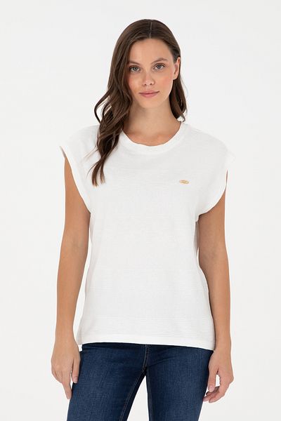U.S. Polo Assn. Γυναικείο μπλουζάκι εκρού με λαιμόκοψη 50281947-VR019