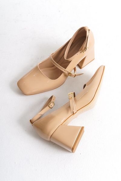 Modabuymus Pantofi Mary Jane din piele lăcuită Kulia Skin cu toc gros