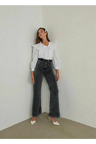 WODDİ بنطلون جينز نسائي واسع الساق من Jnswrld مصنوع من الليكرا المدخنة بنطلون...