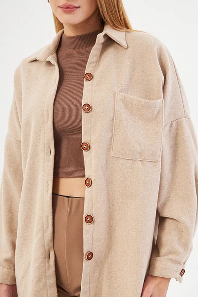 armonika Dámská ecru oversize košile s razítkem do kapsy-22Y 001156