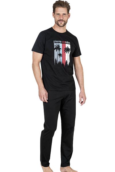 Pierre Cardin Σετ πιτζάμες από 100% βαμβάκι Full Fit, Σετ ανδρικό μπλουζάκι παντελόνι, με τσέπη