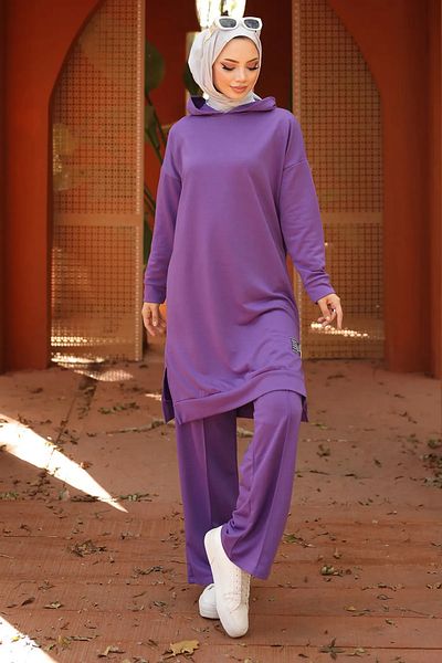 MODAQU Lilac Hooded Long Double Set