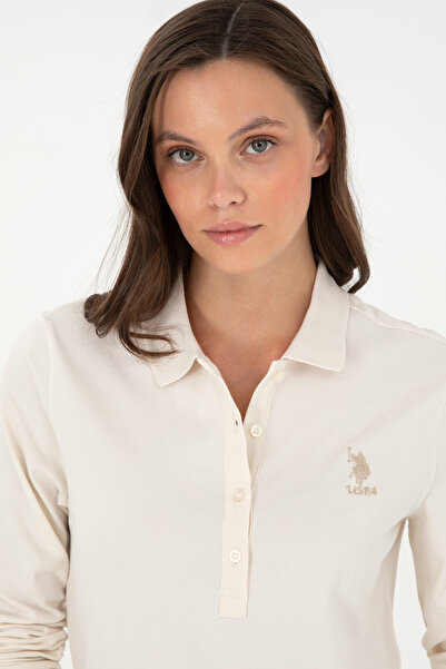 U.S. Polo Assn. Women's Cream Basic Polo Neck Sweatshirt 50289541-Vr071