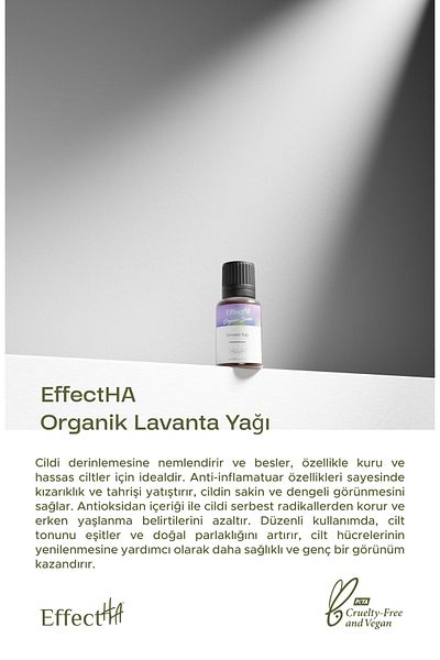 EffectHA Organic Lavender Oil 100% Pure Natural and Additive-Free Essential Oil 10ml