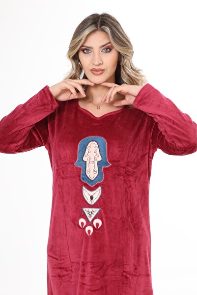 mervemoda Women's Long Sleeve Velvet Dress