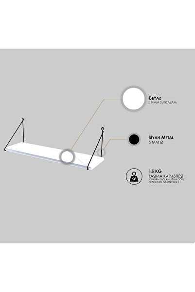 DECORMET Armoni Raf Seti 1 Raflı 30*72 Beyaz