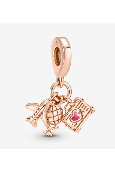 Hector&Co. Jewellery Uçak, Küre ve Bavul Üçlü Rose Sallantılı Charm