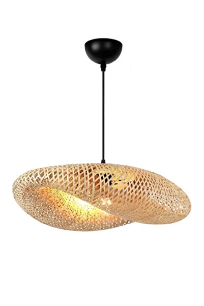 İstanbul Avize İstanbul Avize Vangu Siyah Duylu 40 Cm Avize Bambu,iskandinav,bohem,rattan,modern Aydınlatma