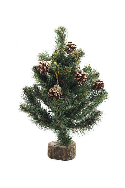 Lora Wedding 4cm 6 Pieces Natural Tiny Cone Christmas Tree Ornament with Glitter on Hanger Handle