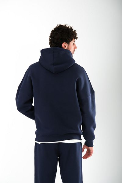 Coredra Ανδρικό φούτερ με κουκούλα Std Navy Blue - Oversize Fit