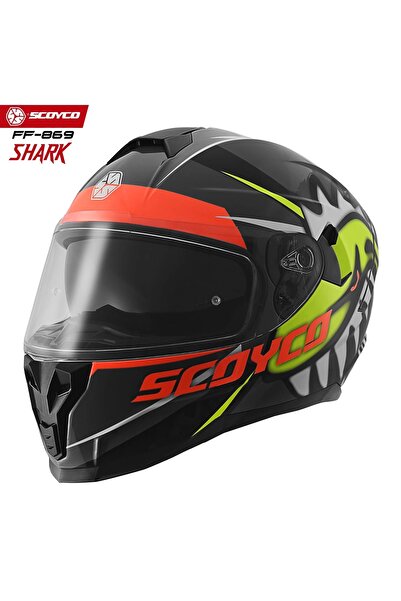 Scoyco SC FF-869 Shark Full Face - Güneş Vizörlü ( Gözlüklü ) Motorsiklet Kas...
