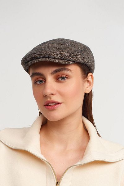 Külah Copper Wool Flat Cap Herringbone Patterned Cap Hat