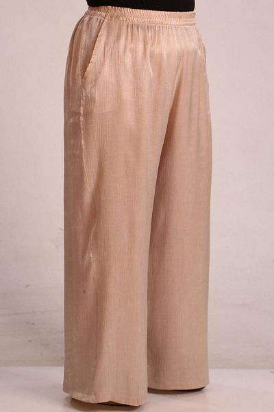 eslamood 49001 Large Size Mink Star Trousers - Wide Leg and Elastic Waist