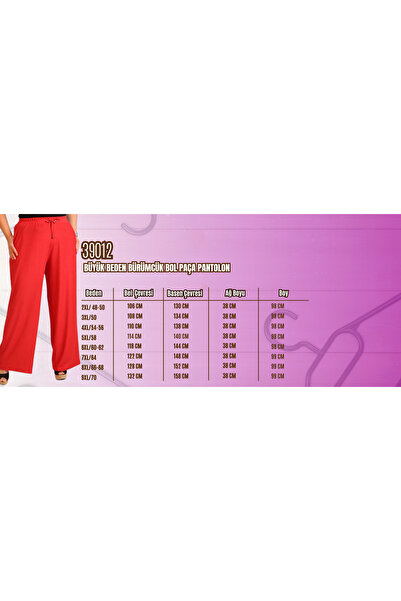 Eslina 39012 Büyük Beden Bürümcük Bol Paça Pantolon-Kiremit