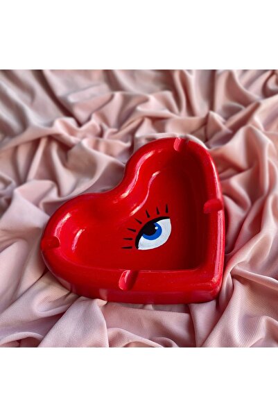 Handmade Dekoratif Göz Nazarlı Hediyelik Kırmızı Küllük