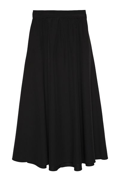 Quzu Black Midi Skirt - Elastic Waist