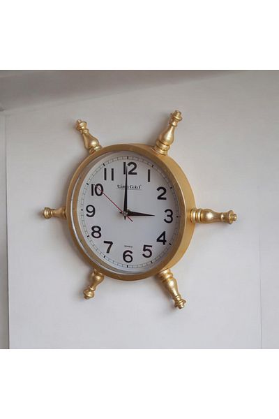 Bahat Gold Gold Leaf Sailor Helm Wall Living Room Office Clock Diameter 36 cm