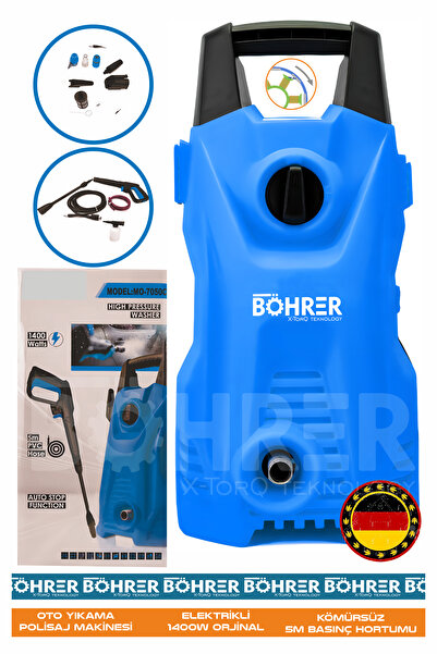 BÖHRER ALMAN YÜKSEK BASINÇLI ELEKTRİKLİ MAVİ ARAÇ OTO YIKAMA ARABA YIKAMA MAK...