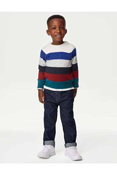 Marks & Spencer Renk Bloklu Yuvarlak Yaka Kazak (2-7 Yaş)