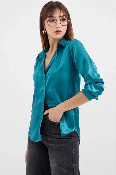 hazelin Γυναικείο Πράσινο Σατέν Πουκάμισο Hijab HZL25W-BD 139641
